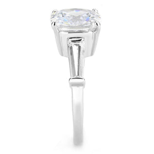 3W1561 Rhodium Brass Ring with AAA Grade CZ in Clear