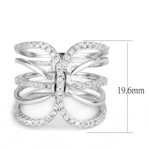 3W1580 Rhodium Brass Ring with AAA Grade CZ in Clear