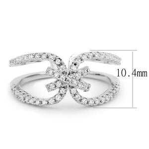 3W1583 Rhodium Brass Ring with AAA Grade CZ in Clear