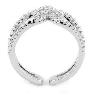 3W1583 Rhodium Brass Ring with AAA Grade CZ in Clear