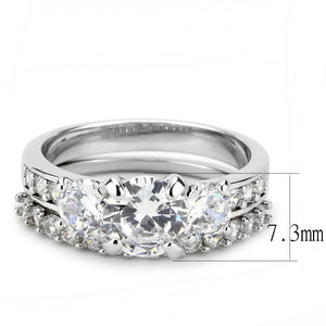 3W1588 Rhodium Brass Ring with AAA Grade CZ in Clear