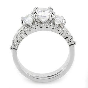 3W1588 Rhodium Brass Ring with AAA Grade CZ in Clear