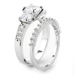 3W1588 Rhodium Brass Ring with AAA Grade CZ in Clear