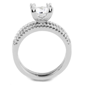 3W1589 Rhodium Brass Ring with AAA Grade CZ in Clear