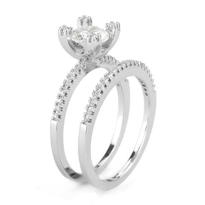 3W1589 Rhodium Brass Ring with AAA Grade CZ in Clear