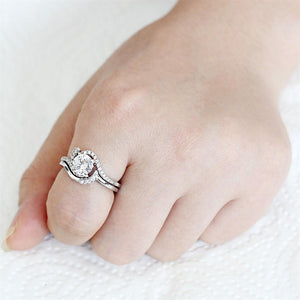 3W1591 Rhodium Brass Ring with AAA Grade CZ in Clear