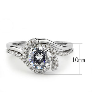 3W1591 Rhodium Brass Ring with AAA Grade CZ in Clear