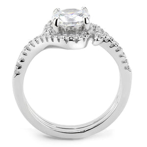 3W1591 Rhodium Brass Ring with AAA Grade CZ in Clear