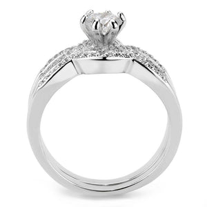 3W1592 Rhodium Brass Ring with AAA Grade CZ in Clear