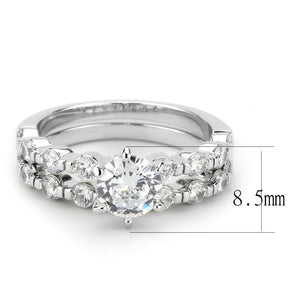 3W1593 Rhodium Brass Ring with AAA Grade CZ in Clear