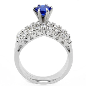 3W1596 Rhodium Brass Ring with AAA Grade CZ in London Blue