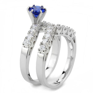 3W1596 Rhodium Brass Ring with AAA Grade CZ in London Blue