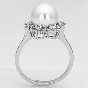 3W477 Rhodium Brass Ring with Synthetic in White