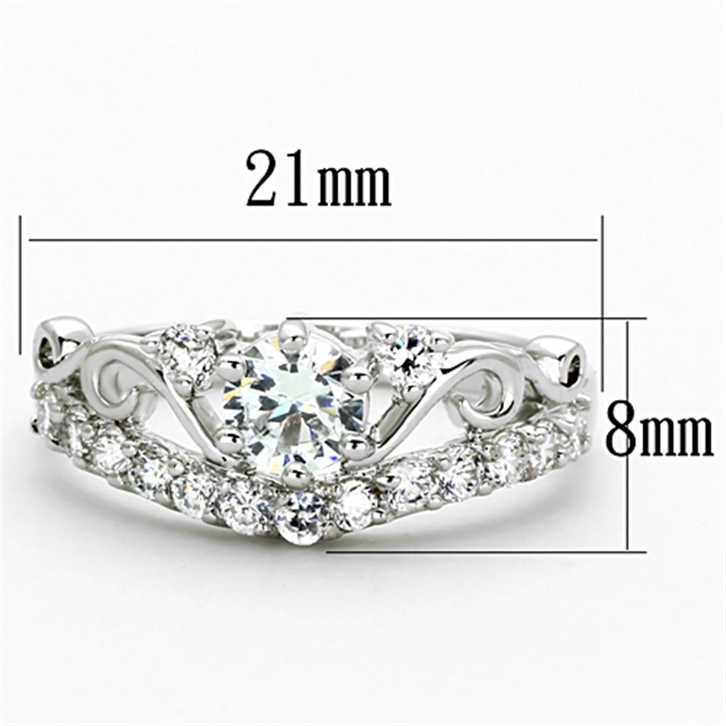 3W483 Rhodium Brass Ring with Top Grade Crystal in Clear - Joyeria Lady