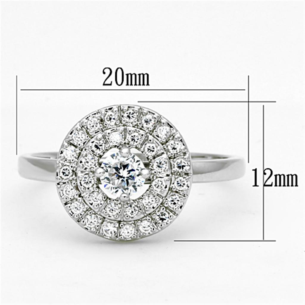 3W493 Rhodium Brass Ring with AAA Grade CZ in Clear - Joyeria Lady
