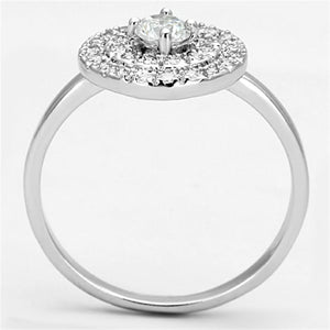 3W493 Rhodium Brass Ring with AAA Grade CZ in Clear