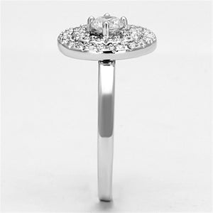 3W493 Rhodium Brass Ring with AAA Grade CZ in Clear