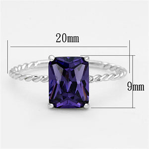 3W498 Rhodium Brass Ring with AAA Grade CZ in Amethyst