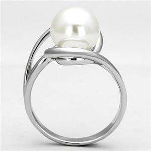 3W512 Rhodium Brass Ring with Synthetic in White