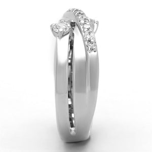 3W565 Rhodium Brass Ring with AAA Grade CZ in Clear