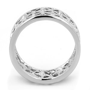 3W590 Rhodium Brass Ring with Top Grade Crystal in Clear