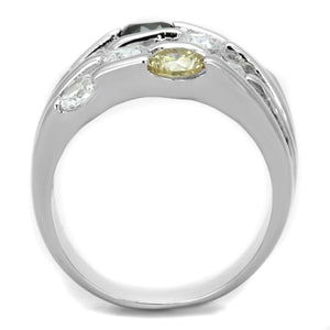 3W605 Rhodium Brass Ring with AAA Grade CZ in Multi Color