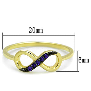 3W727 Gold+Ruthenium Brass Ring with AAA Grade CZ in Tanzanite