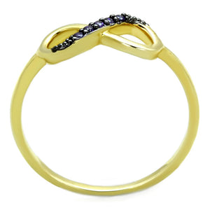 3W727 Gold+Ruthenium Brass Ring with AAA Grade CZ in Tanzanite