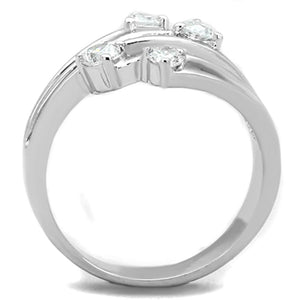 3W813 Rhodium Brass Ring with AAA Grade CZ in Clear