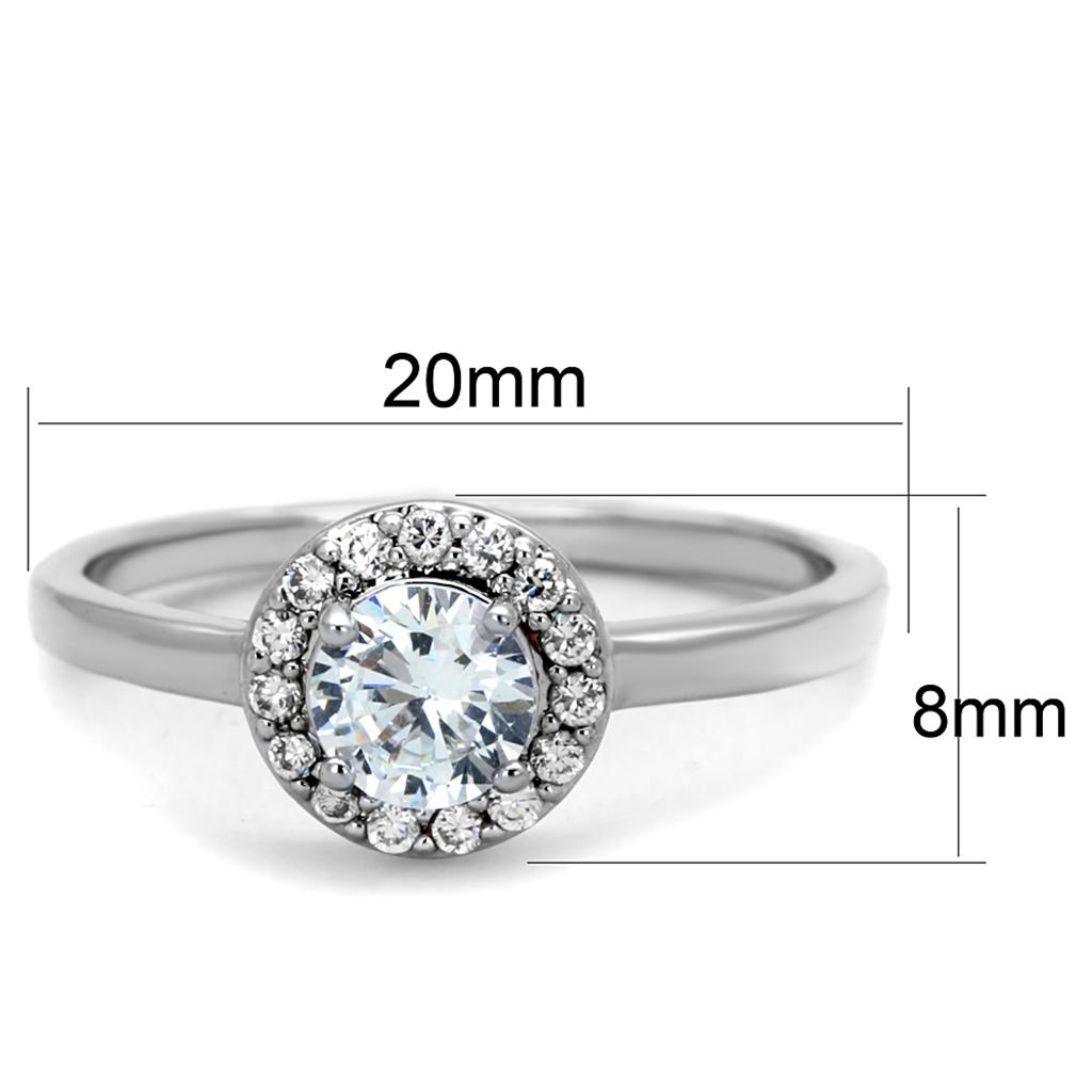 3W863 Rhodium Brass Ring with AAA Grade CZ in Clear - Joyeria Lady