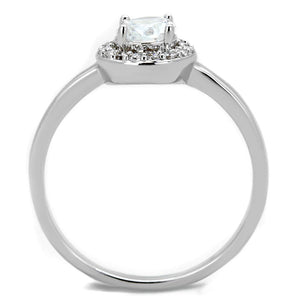3W863 Rhodium Brass Ring with AAA Grade CZ in Clear