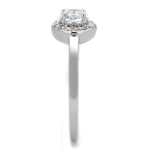 3W863 Rhodium Brass Ring with AAA Grade CZ in Clear