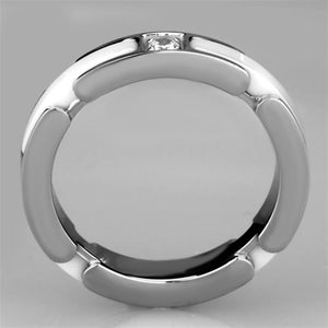 3W963 - High polished (no plating) Stainless Steel Ring with Ceramic  in White