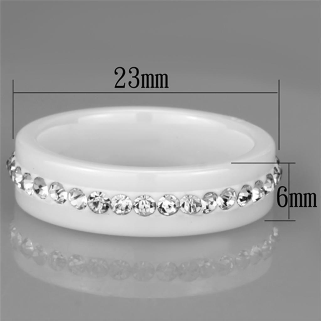 3W968 - High polished (no plating) Stainless Steel Ring with Ceramic  in White - Joyeria Lady