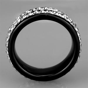 3W971 - High polished (no plating) Stainless Steel Ring with Ceramic  in Jet