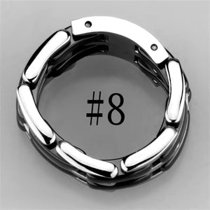 3W974 - High polished (no plating) Stainless Steel Ring with Ceramic  in Jet