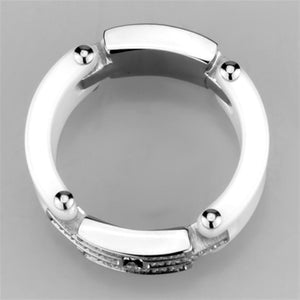 3W977 - High polished (no plating) Stainless Steel Ring with Ceramic  in White