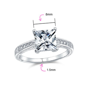 3CT Princess Cut Solitaire AAA CZ Engagement Ring 925 Sterling Silver