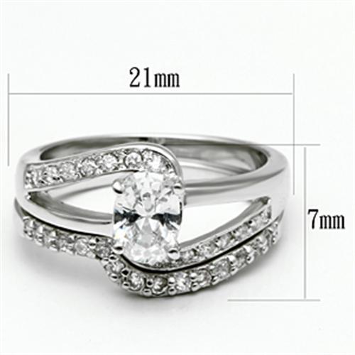 3W022 Rhodium Brass Ring with AAA Grade CZ in Clear - Joyeria Lady