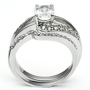3W022 Rhodium Brass Ring with AAA Grade CZ in Clear