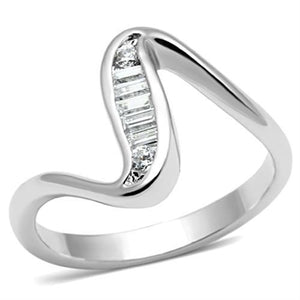 3W024 Rhodium Brass Ring with AAA Grade CZ in Clear - Joyeria Lady