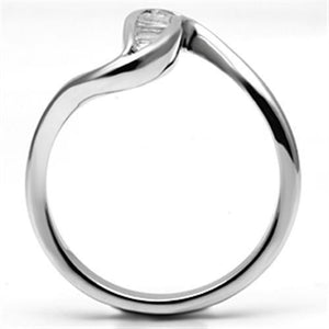 3W024 Rhodium Brass Ring with AAA Grade CZ in Clear