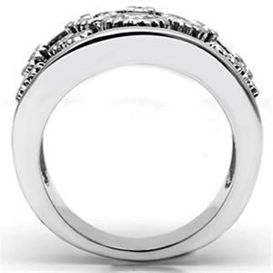 3W059 Rhodium Brass Ring with AAA Grade CZ in Clear