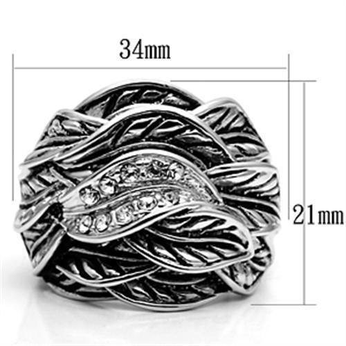 3W063 Rhodium Brass Ring with Top Grade Crystal in Clear - Joyeria Lady