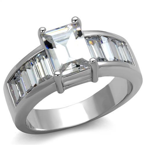 3W1086 Rhodium Brass Ring with AAA Grade CZ in Clear - Joyeria Lady