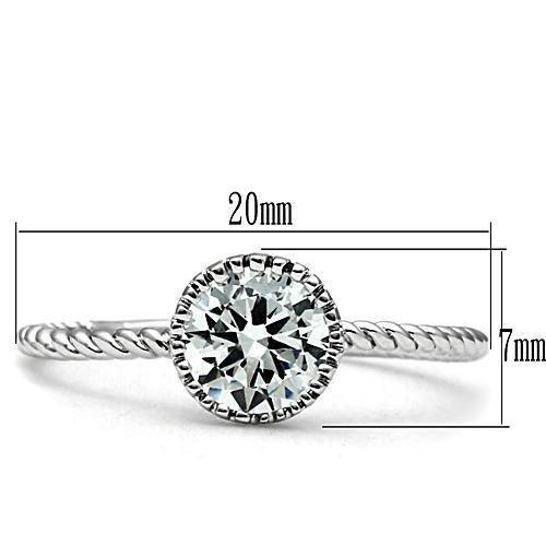 3W108 Rhodium Brass Ring with AAA Grade CZ in Clear - Joyeria Lady