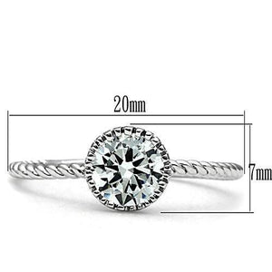 3W108 Rhodium Brass Ring with AAA Grade CZ in Clear