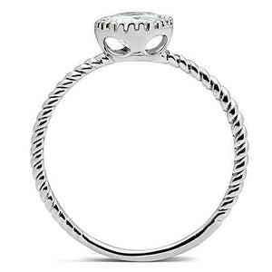 3W108 Rhodium Brass Ring with AAA Grade CZ in Clear