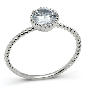 3W108 Rhodium Brass Ring with AAA Grade CZ in Clear - Joyeria Lady