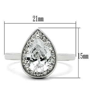 3W111 Rhodium Brass Ring with AAA Grade CZ in Clear